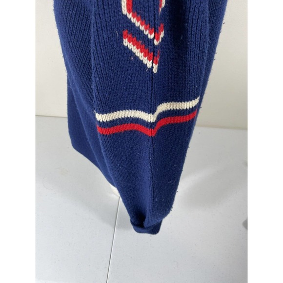 Made in Austria Blue Wool Star Pullover Sweater Large Hand Embroidered - Picture 4 of 6